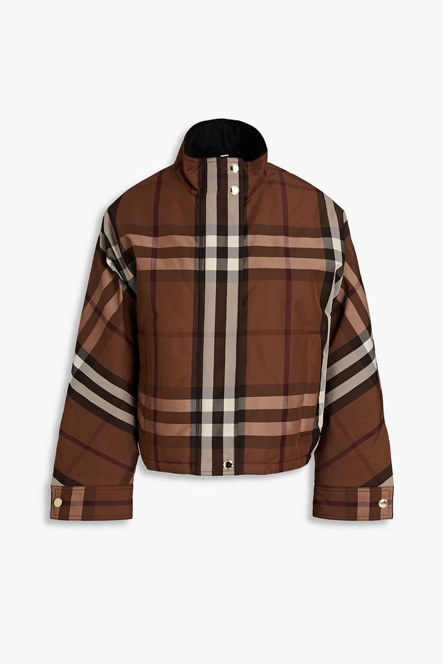 Oversized checked nylon jacket