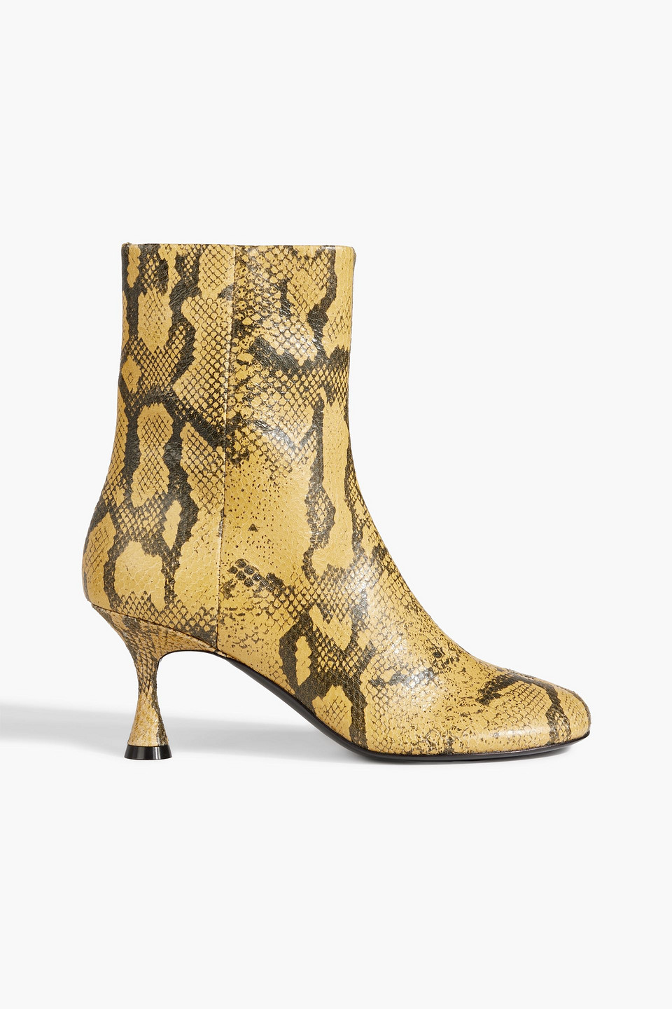 Snake-effect leather ankle boots