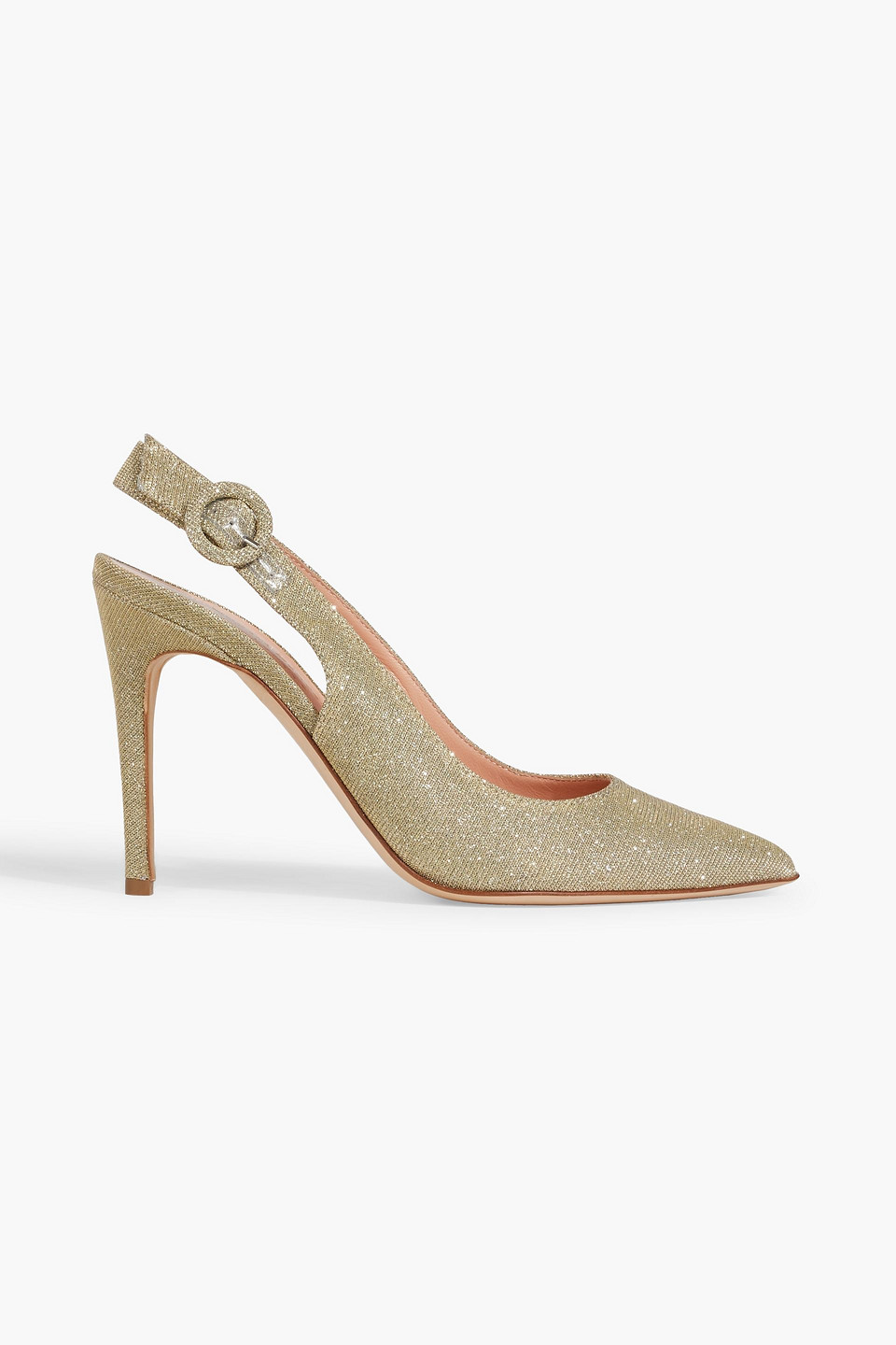 Rupert Sanderson Diana Lamé Slingback Pumps In Gold