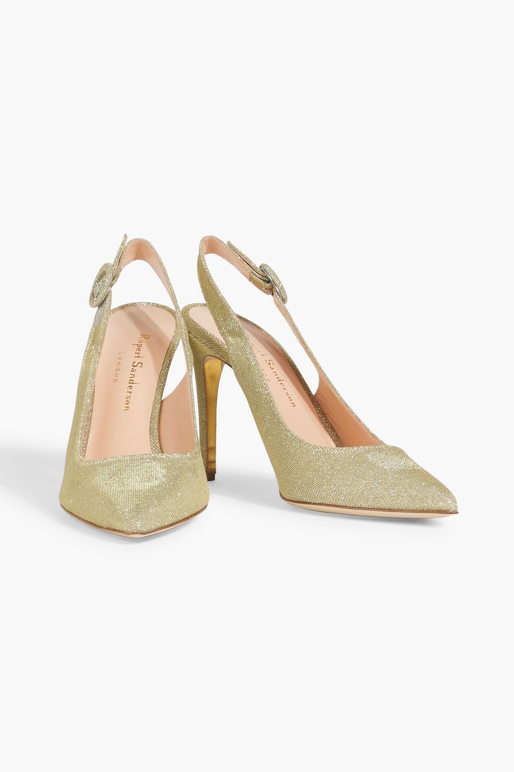 RUPERT SANDERSON Diana lamé slingback pumps