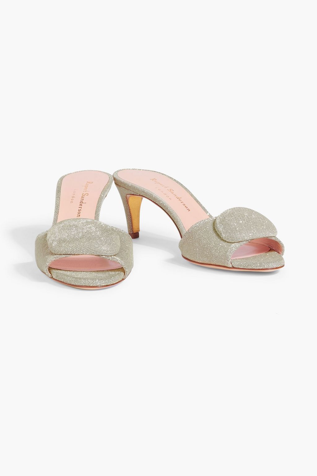 RUPERT SANDERSON Gwyneth embellished lamé mules