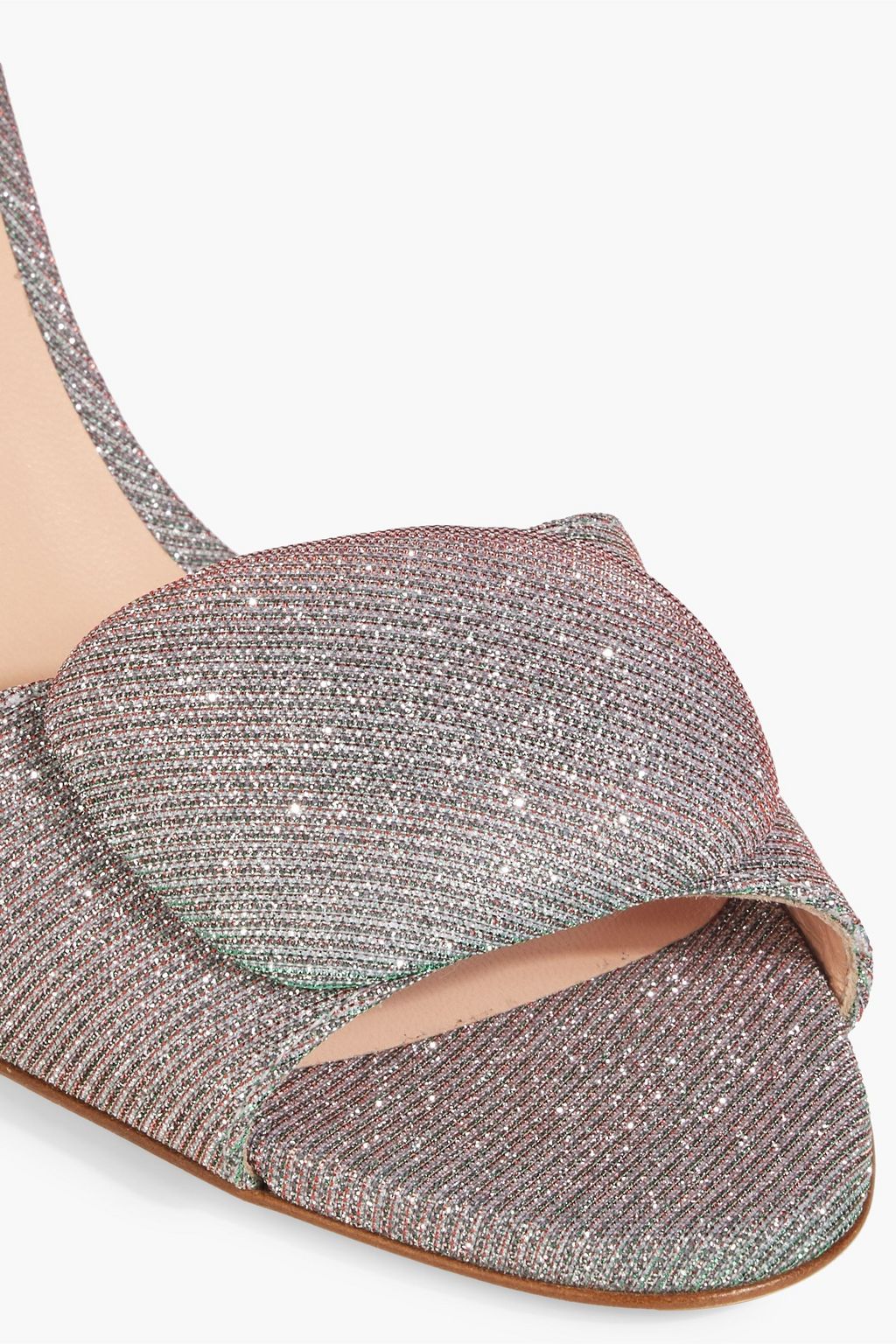 RUPERT SANDERSON Gwyneth embellished iridescent lamé mules