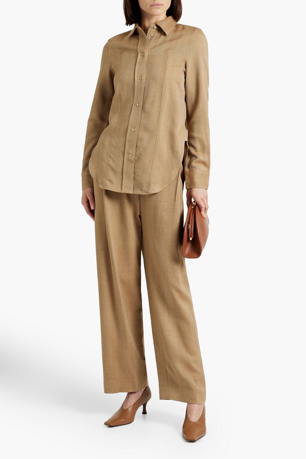TOTEME Herringbone wool-blend shirt