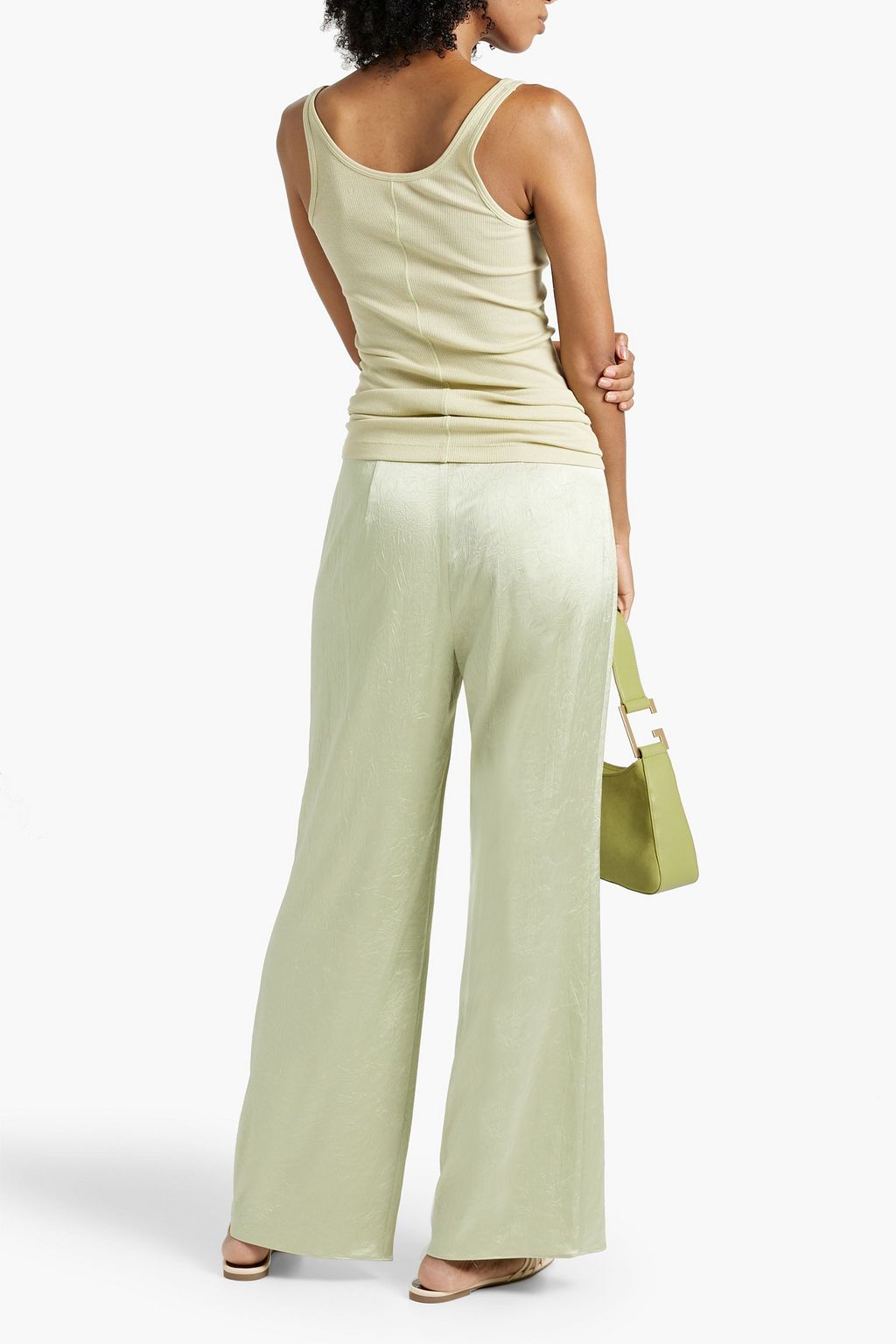 VINCE. Crinkled-satin wide-leg pants