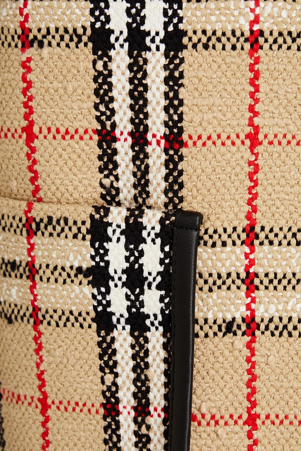 BURBERRY Leather-trimmed checked cotton-blend tweed jacket