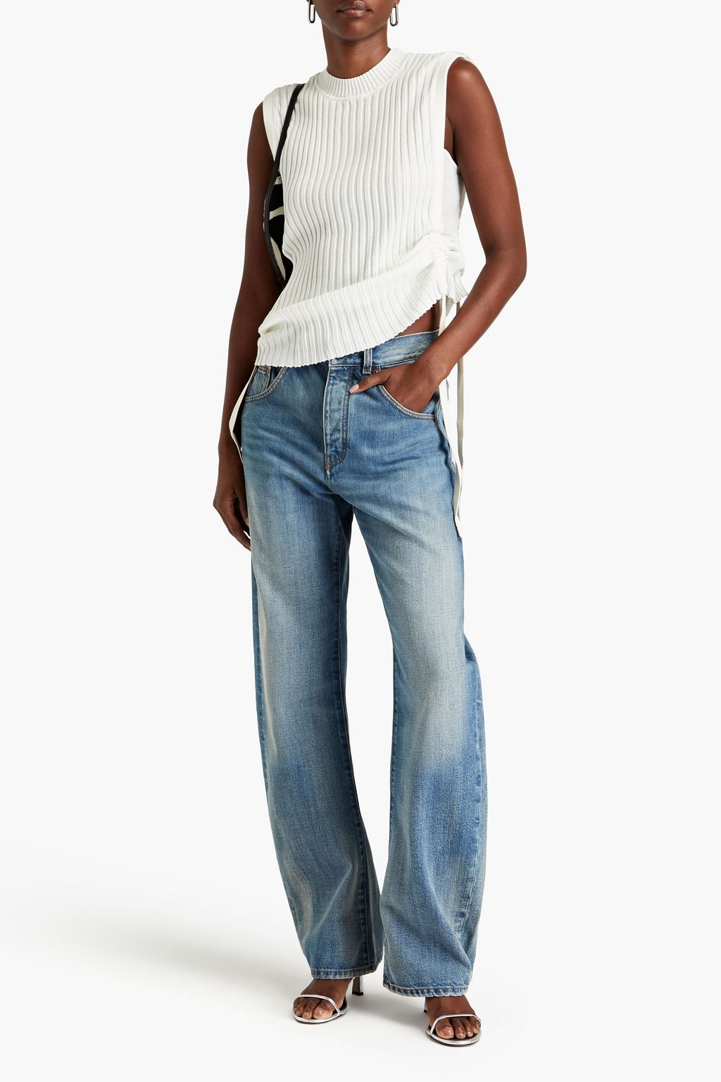 DION LEE تانك من خليط القطن مميزة بأربطة
