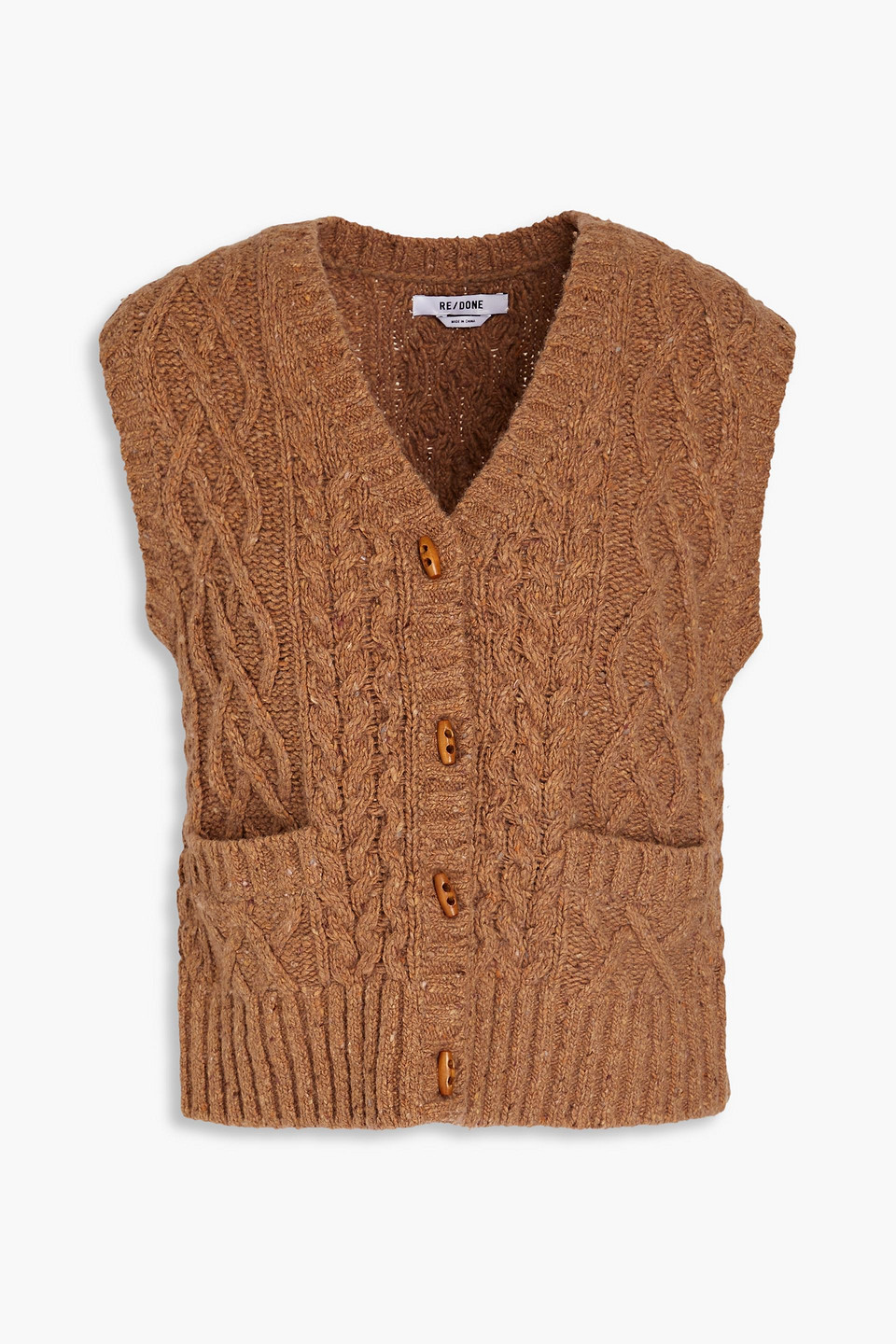 50s Donegal cable-knit wool-blend vest