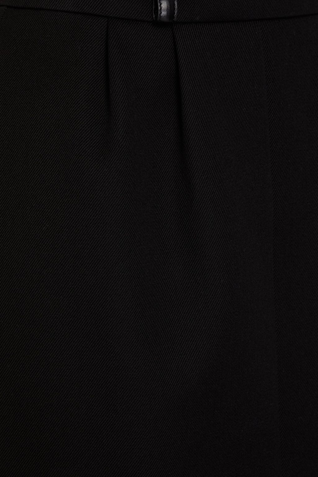 SAINT LAURENT 가죽 트리밍 울 트윌 미니 스커트