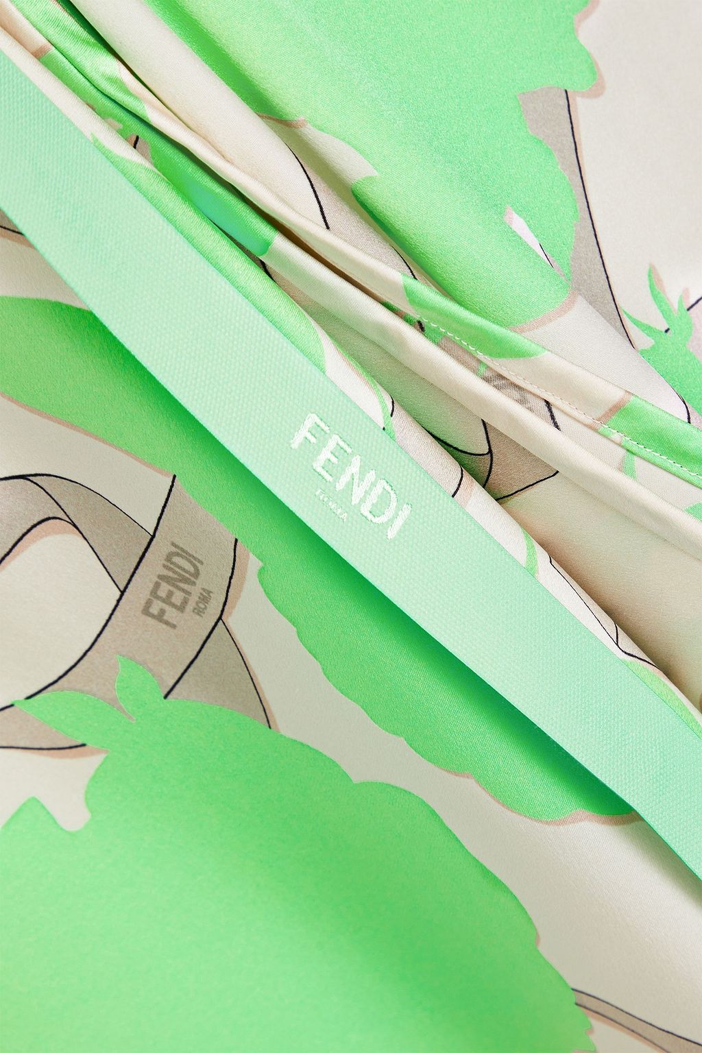 FENDI فستان متوسط الطول من حرير ساتان مزين بطبعات ومزود بإبزيم