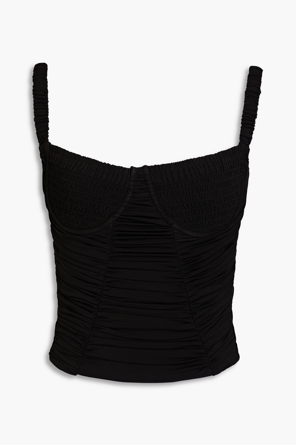 Dion Lee - Doric ruched stretch-jersey bustier top - Black - UK 4