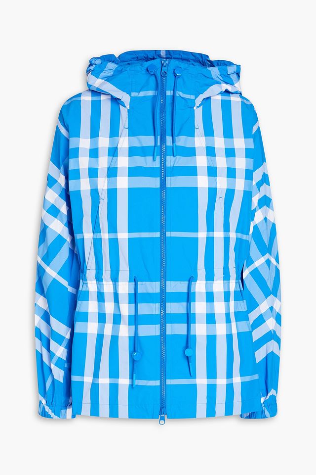 Checked shell hooded jacket
