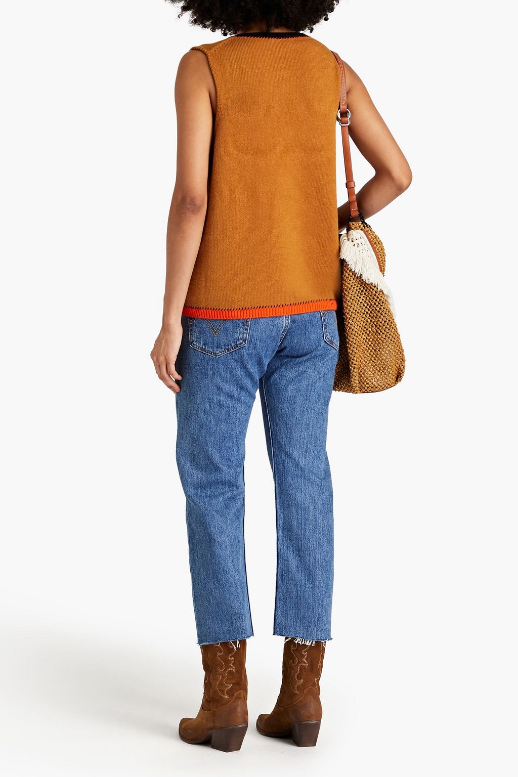 RE/DONE WITH LEVI'S جينز بأرجل مستقيمة وخصر متوسط الارتفاع بتصميم قصير