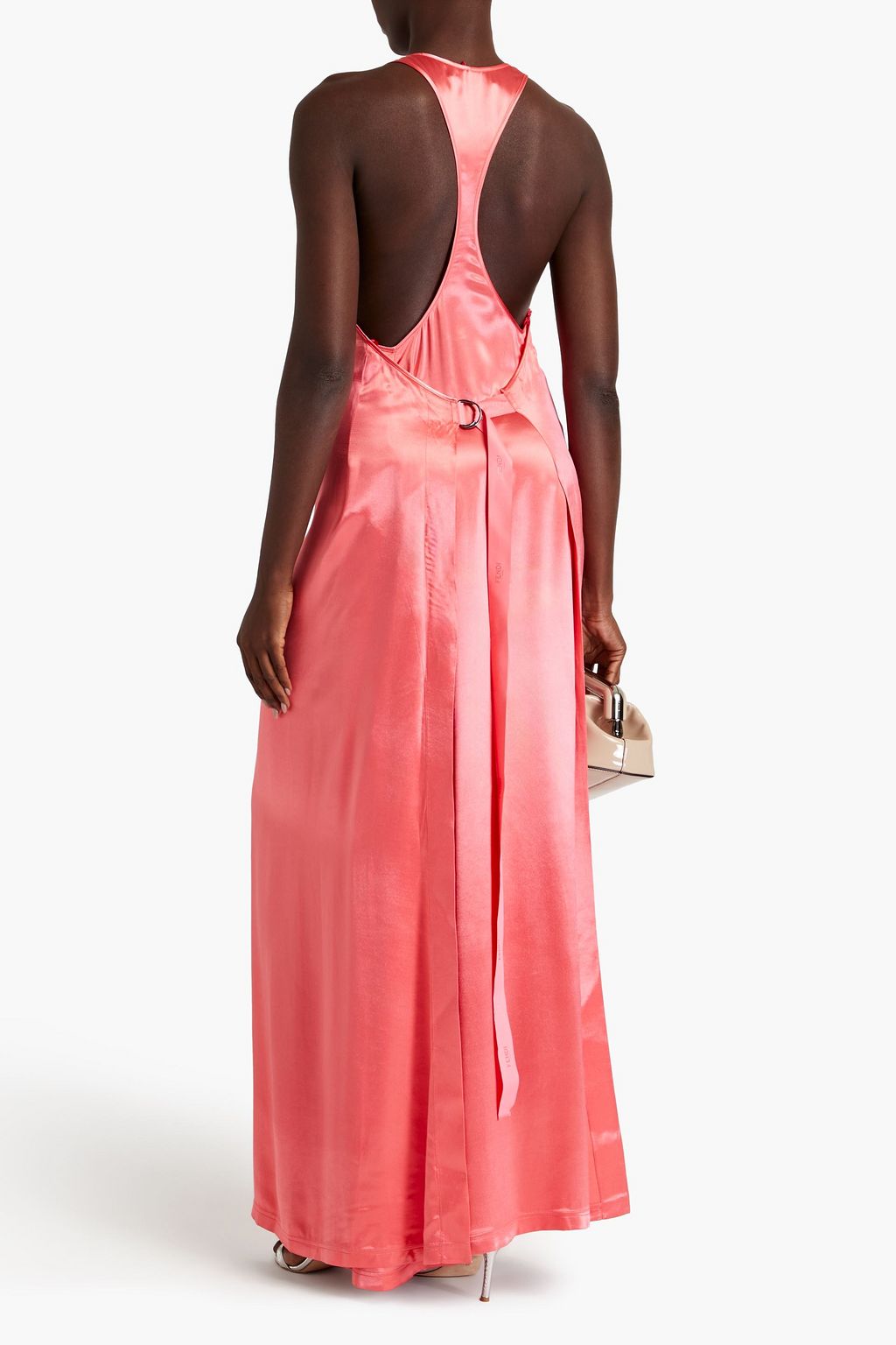 FENDI Buckled satin maxi wrap dress