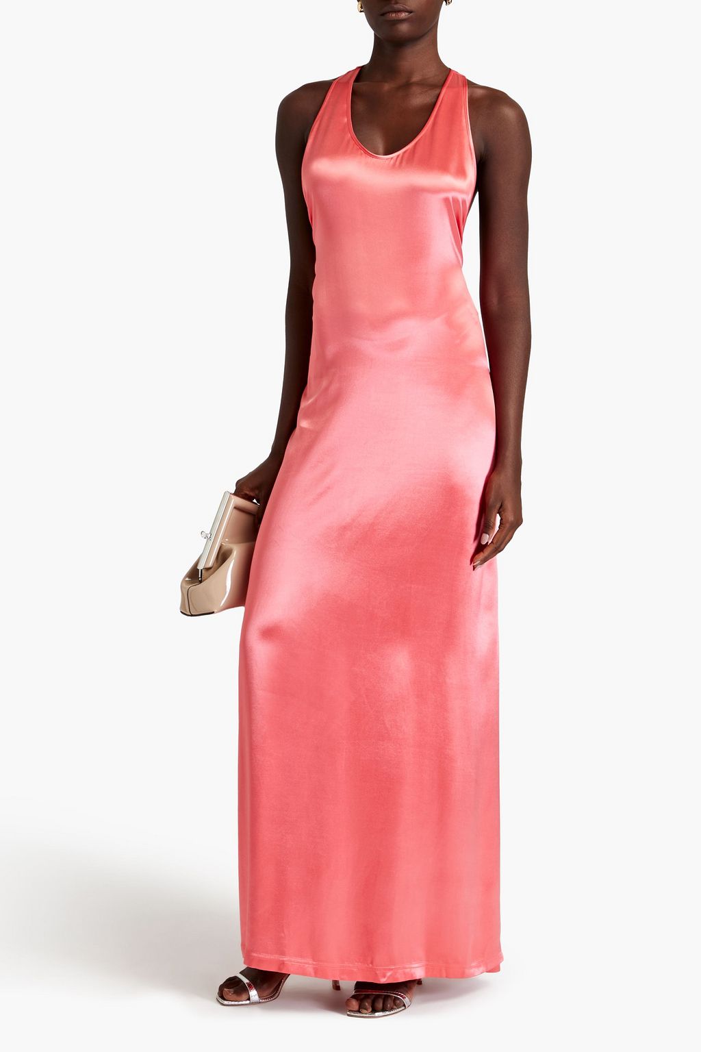 FENDI Buckled satin maxi wrap dress