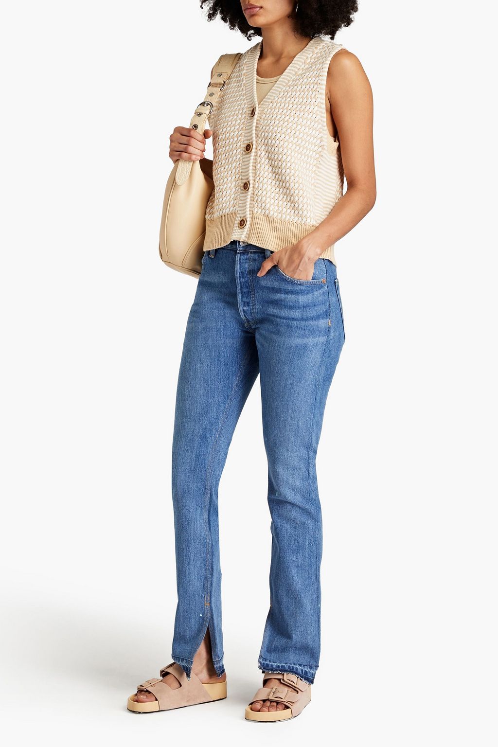 RE/DONE WITH LEVI'S ハイライズ スリムレッグジーンズ 色あせ加工