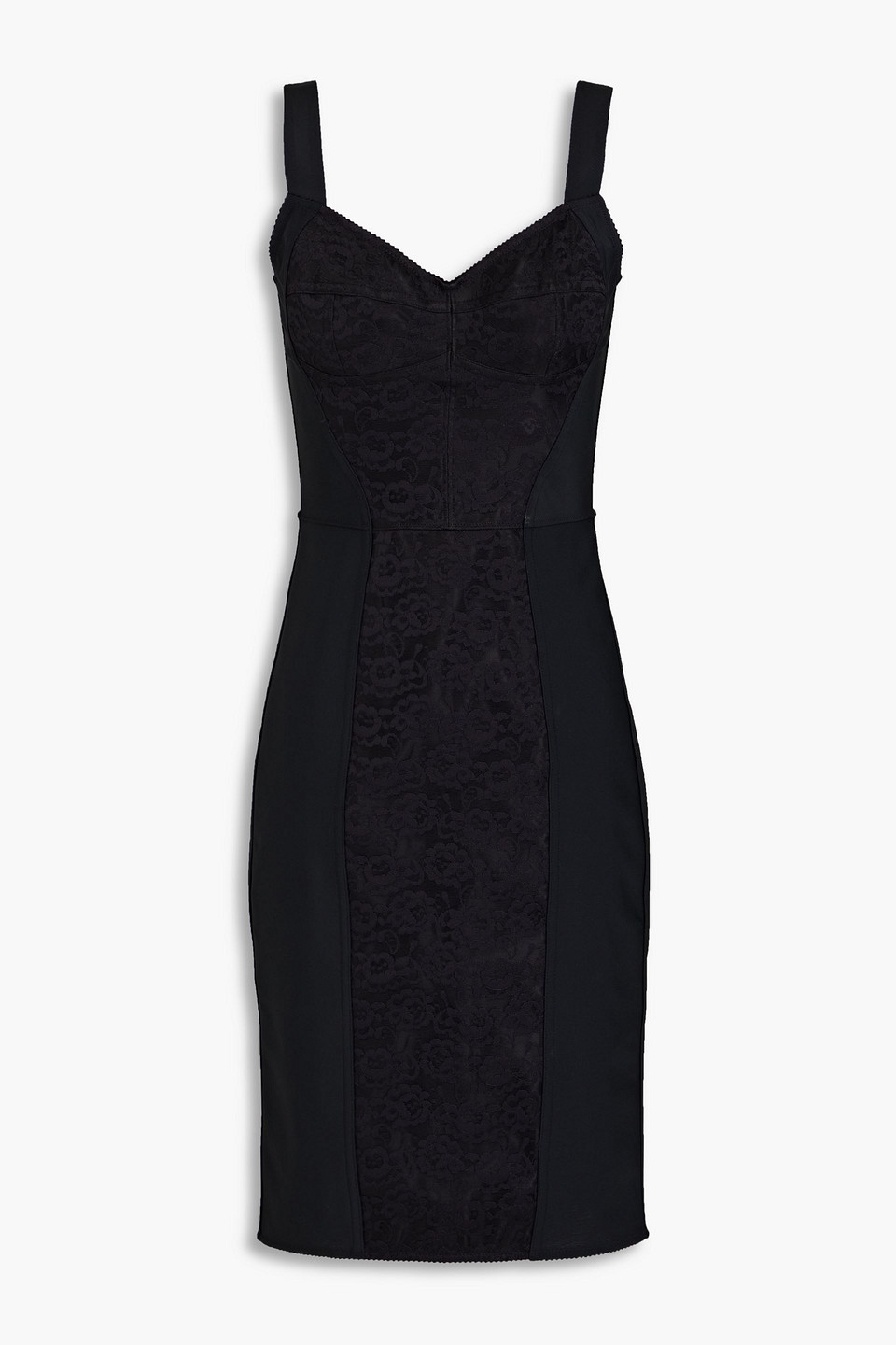 Dolce&Gabbana - Lace-paneled stretch-jersey dress - Black - IT 44