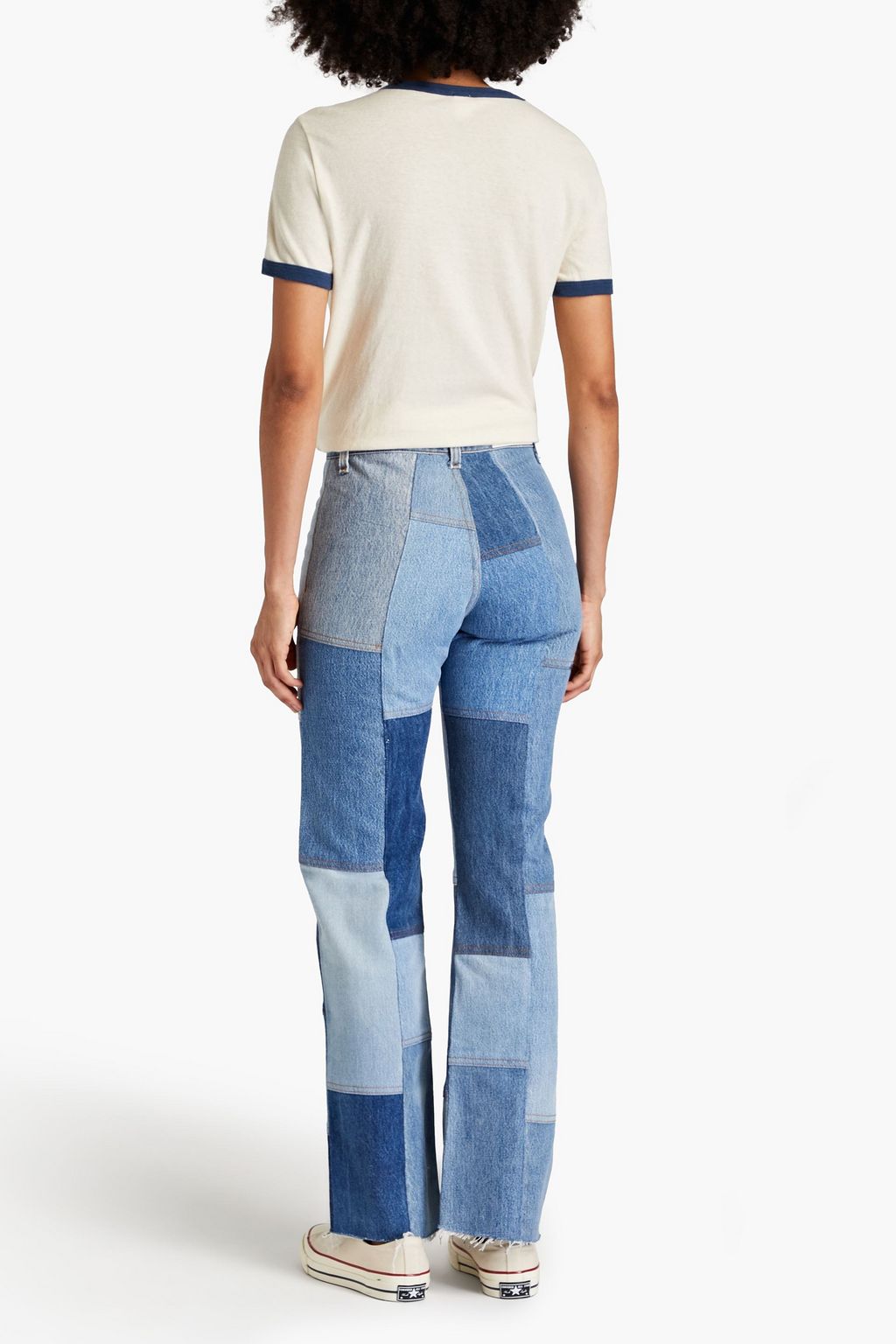 RE/DONE WITH LEVI'S جينز “أمينة” بأرجل مستقيمة وخصر عالٍ بنمط الترقيع