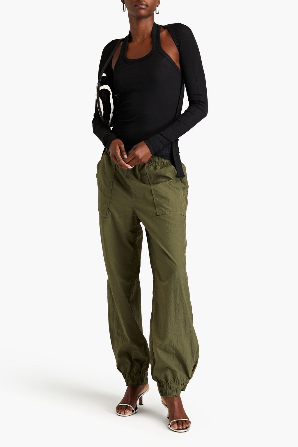 DION LEE Convertible ribbed stretch-cotton jersey top