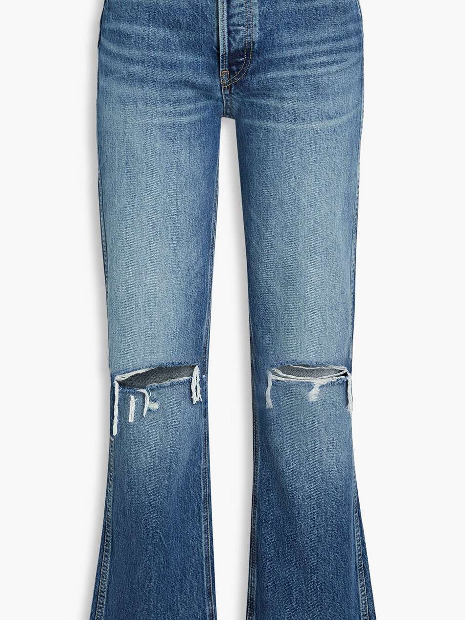 90s distressed high-rise straight-leg jeans