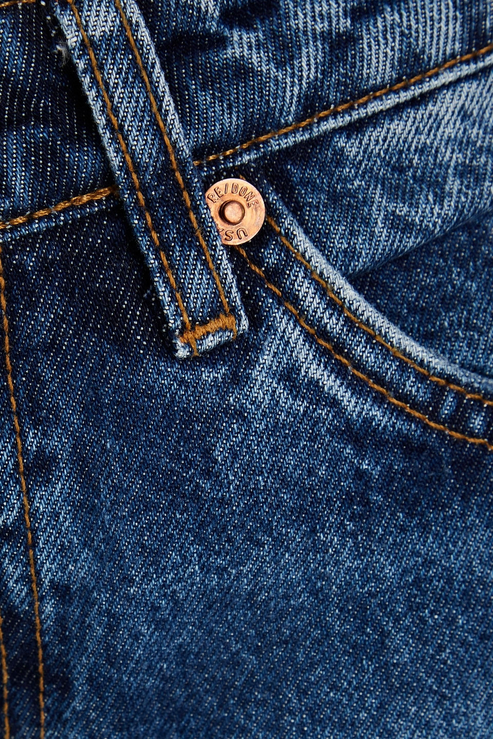 Re/done Halbhohe Jeans Mit Geradem Bein In Distressed-optik In Mid Denim