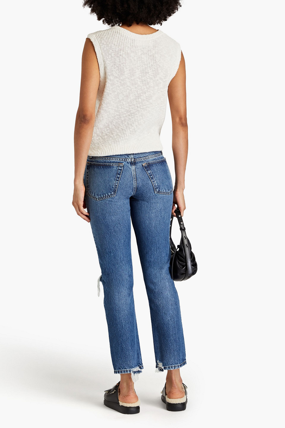Re/done Halbhohe Jeans Mit Geradem Bein In Distressed-optik In Mid Denim
