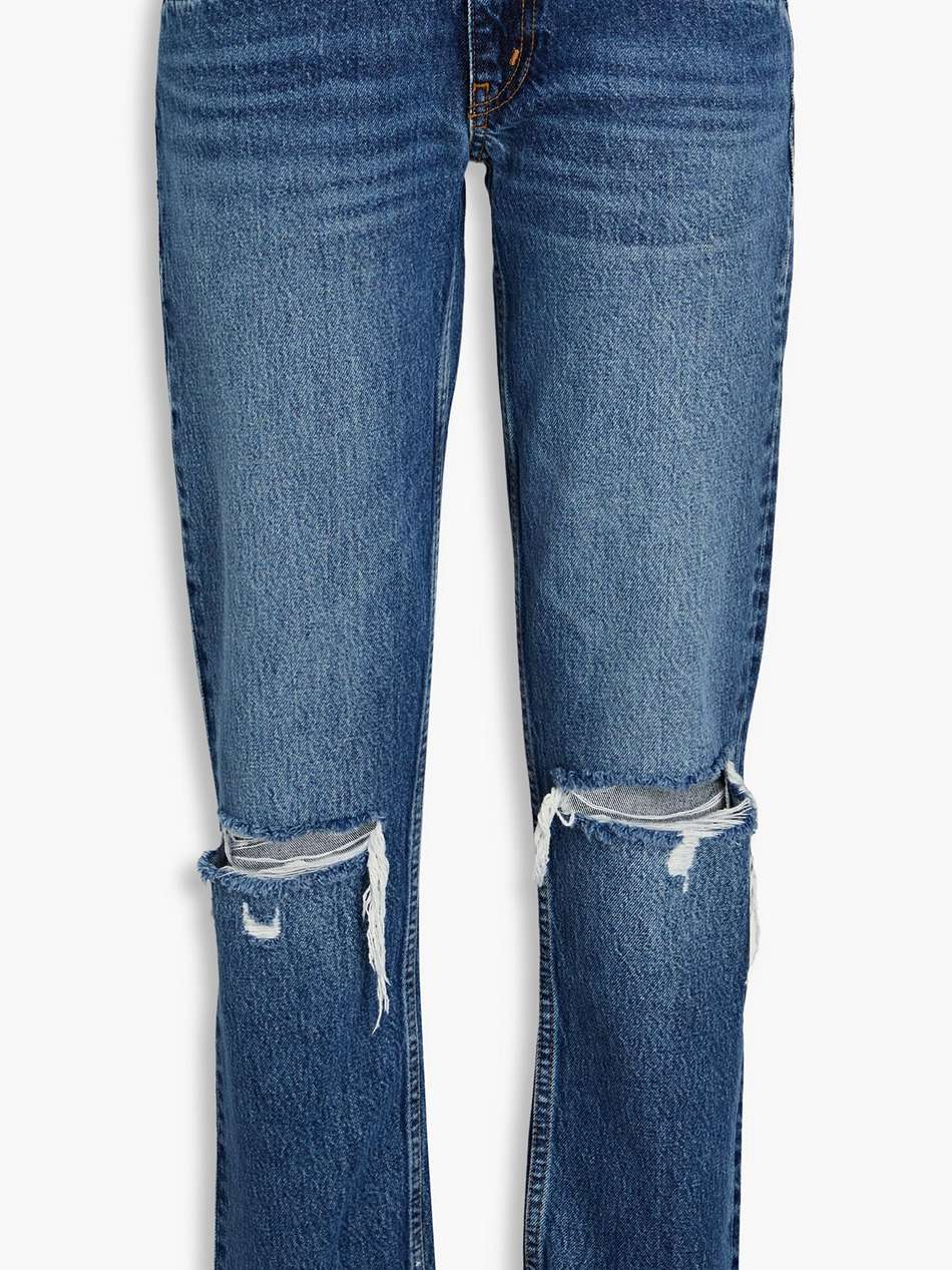 70s distressed low-rise straight-leg jeans