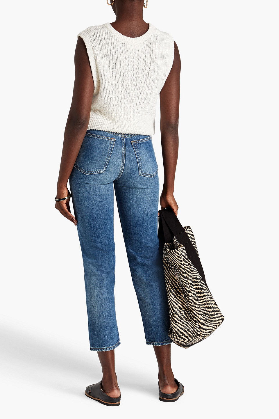 Re/done 70s Hoch Sitzende Cropped Jeans Mit Schmalem Bein In Dark Denim