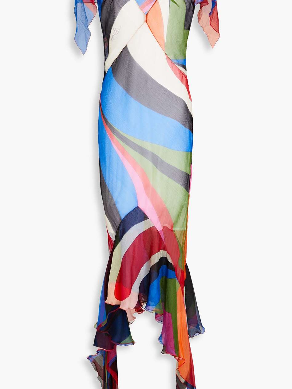 ruffled printed silk-crepon maxi dress