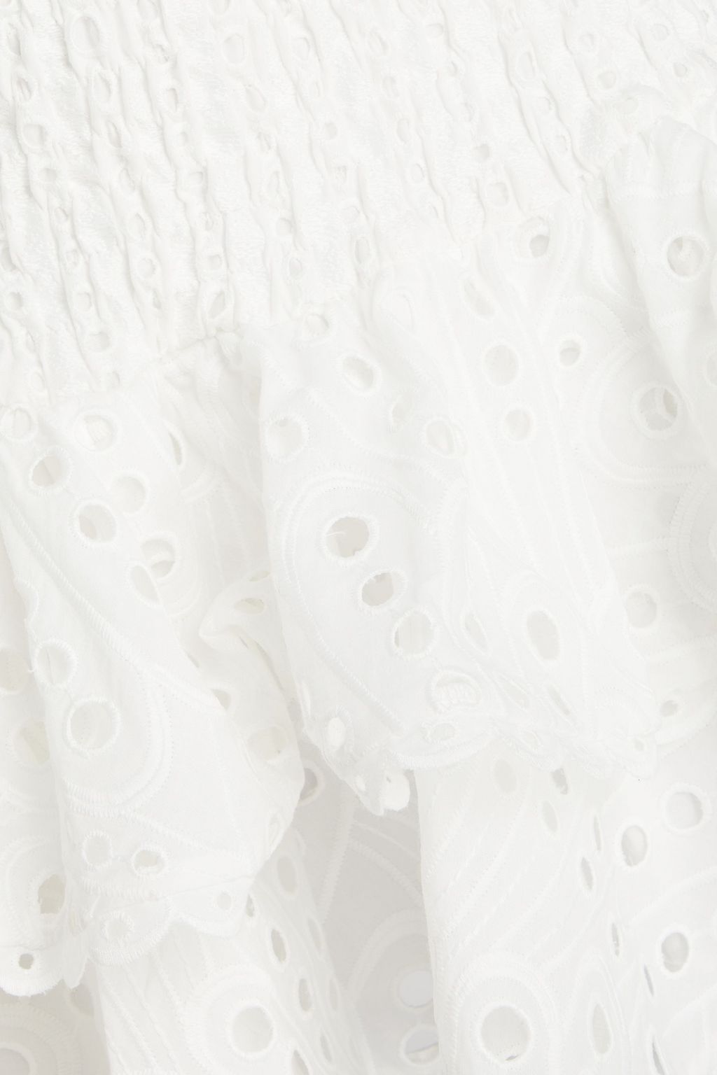 CHARO RUIZ IBIZA Noa ruffled shirred broderie anglaise cotton-blend mini skirt