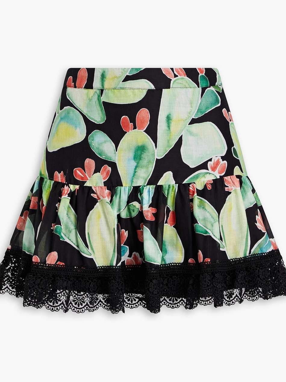 vitoria printed cotton-blend voile mini skirt