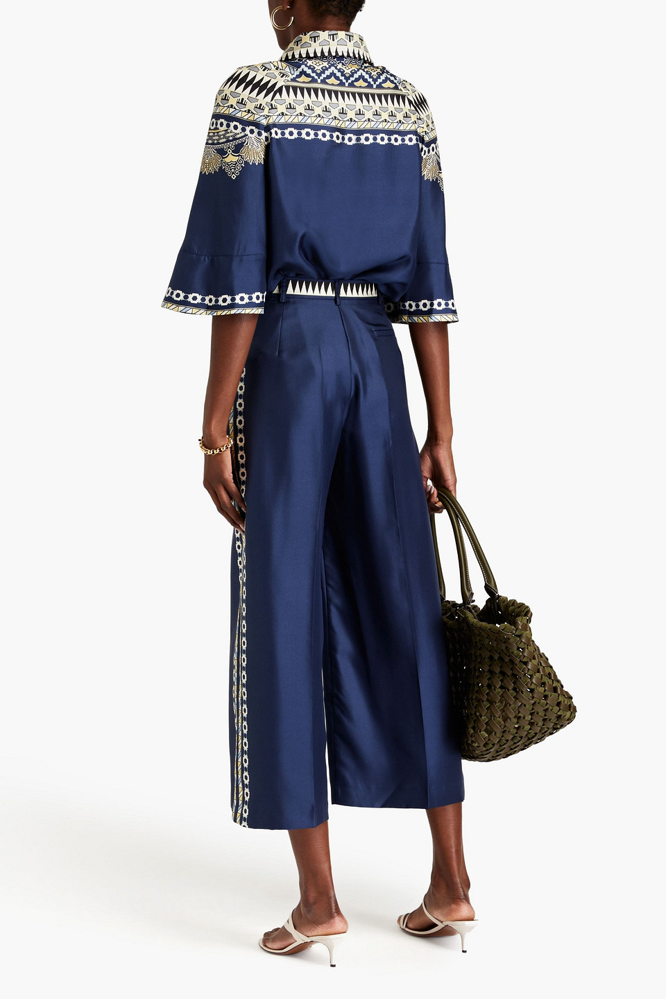 Etro Bedrucktes Hemd Aus Seiden-twill In Navy