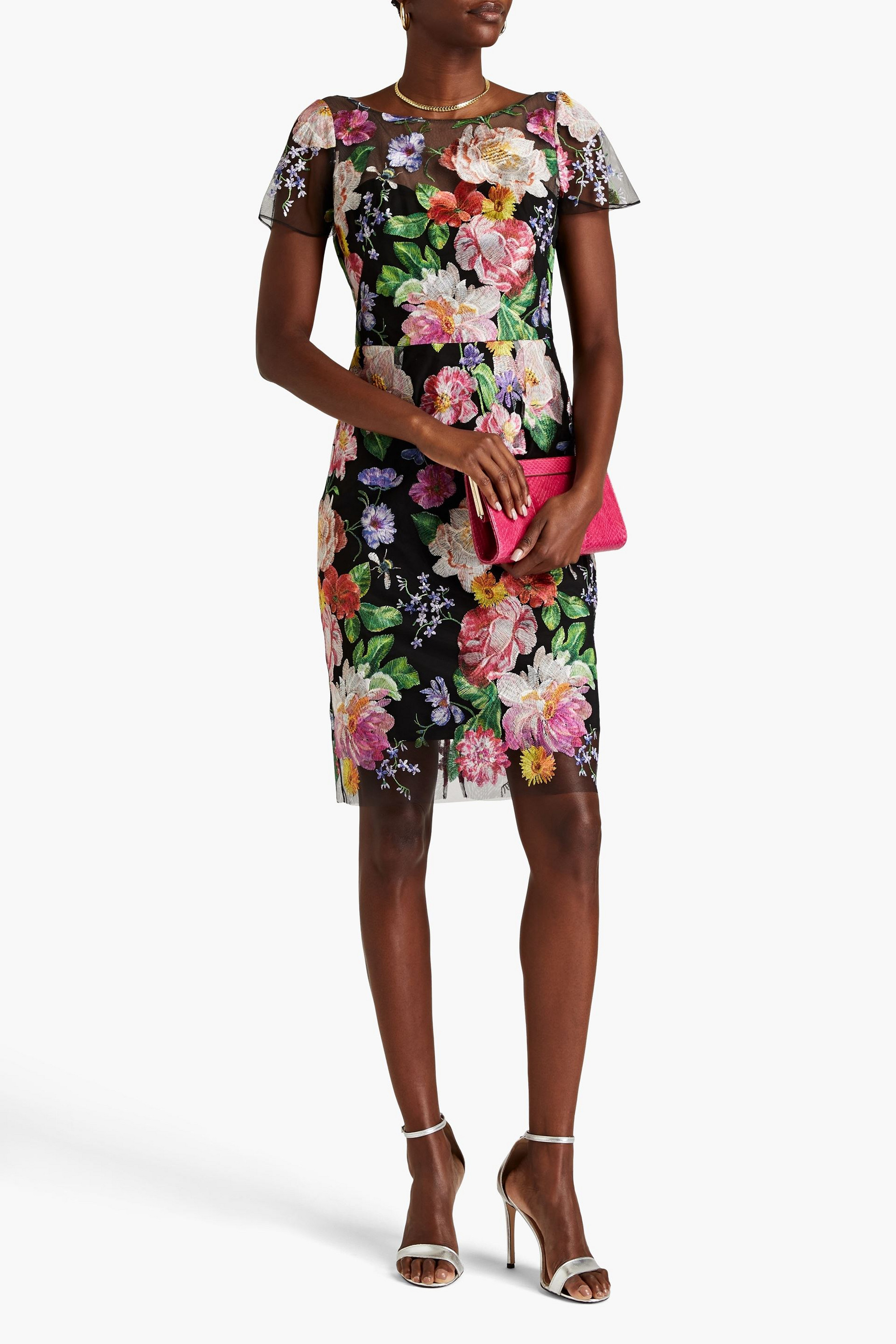 MARCHESA NOTTE Embroidered tulle dress