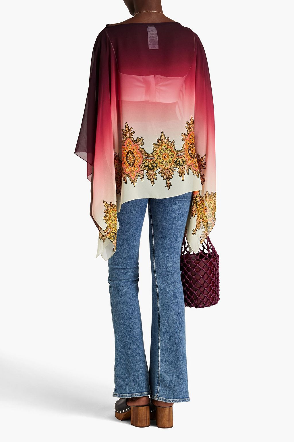 ETRO Draped printed dégradé silk-georgette top