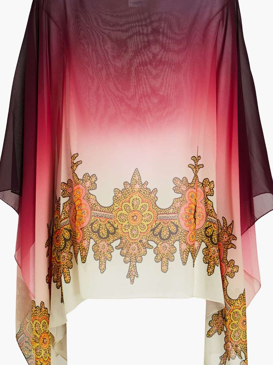 draped printed dégradé silk-georgette top