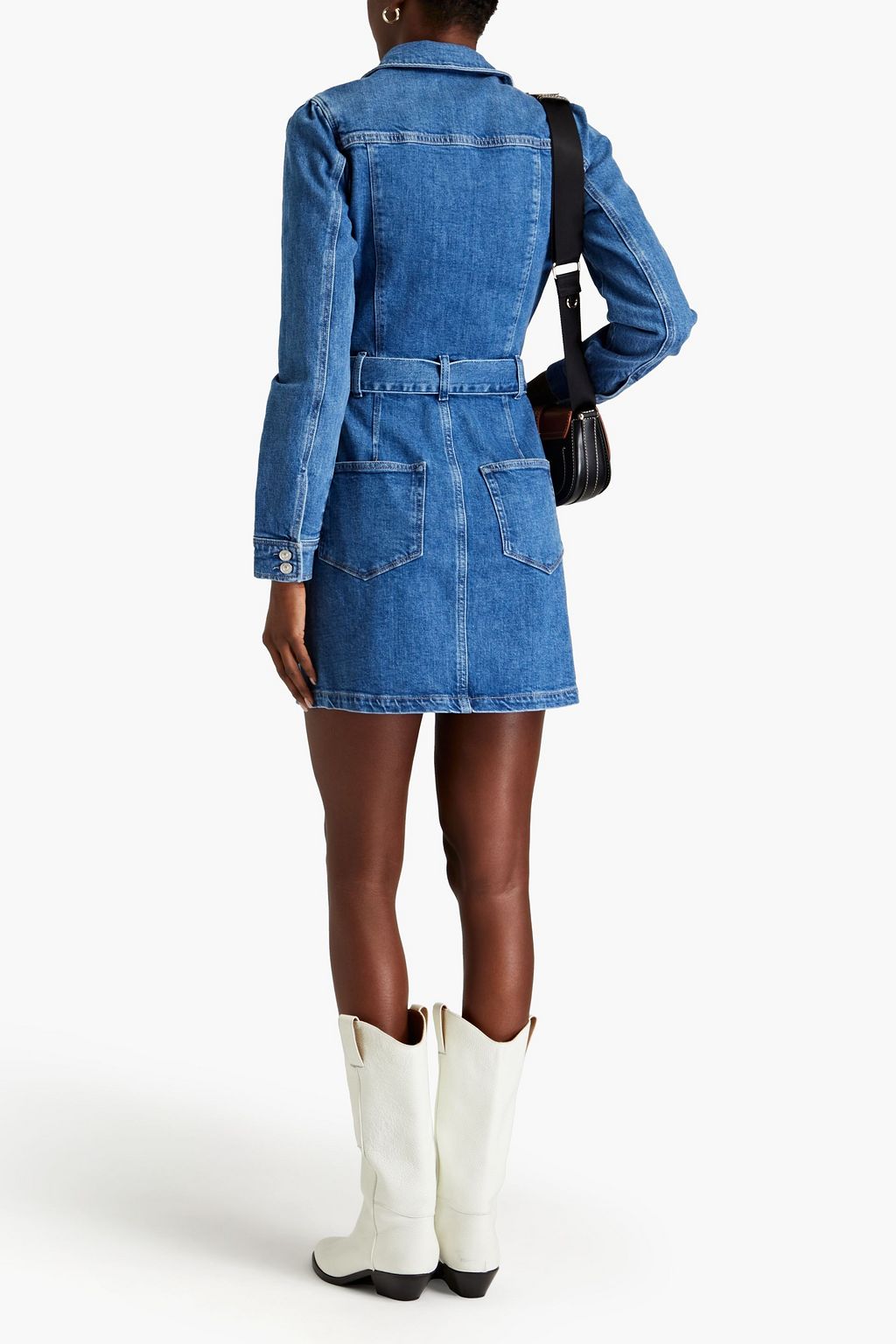 PAIGE Mayslie belted denim mini shirt dress