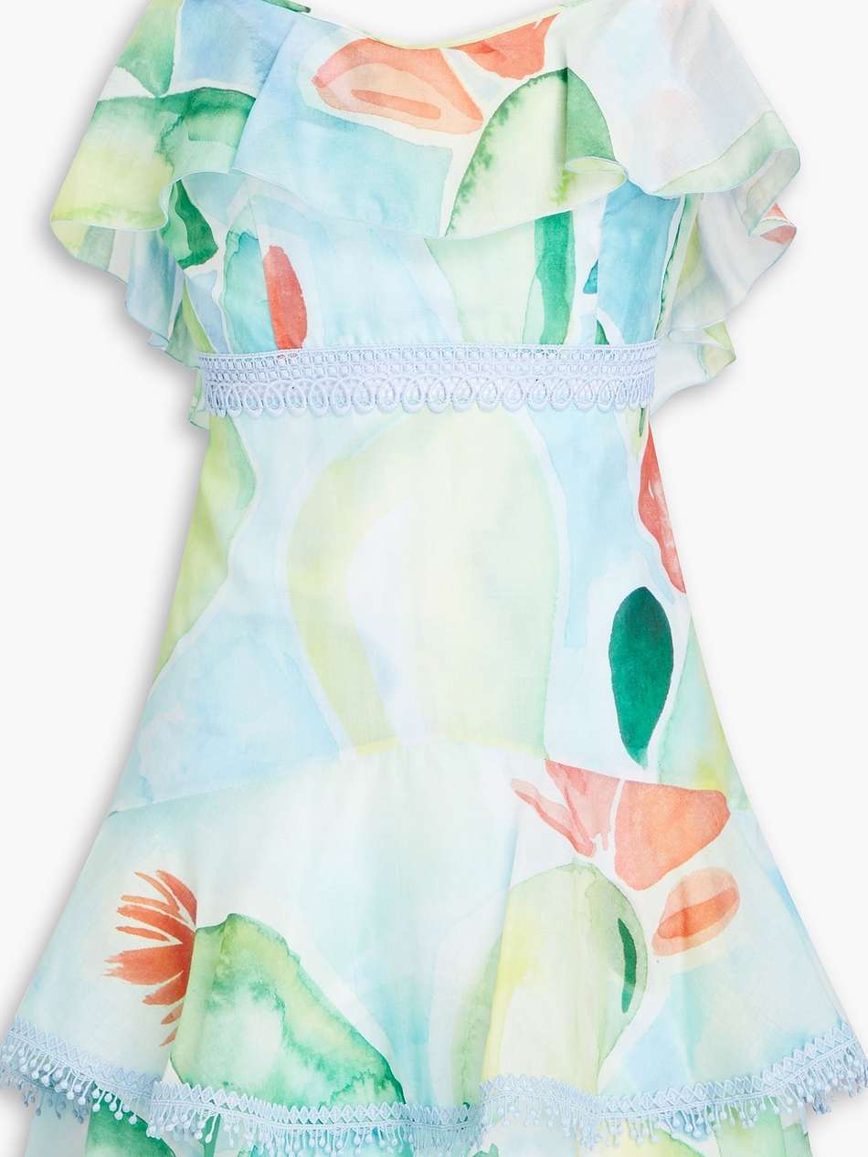 teruel ruffled cotton-blend voile mini dress