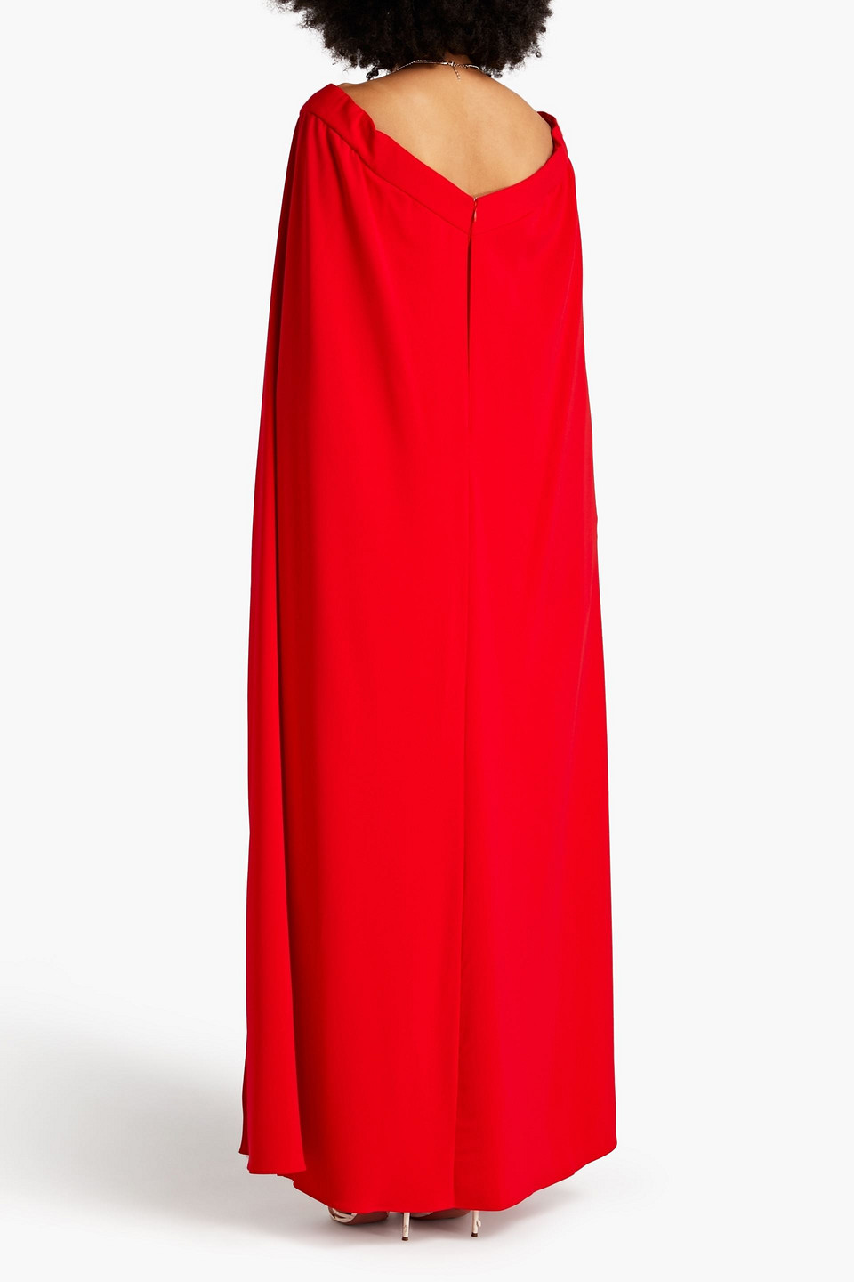 Shop Marchesa Notte Cape-effect Crepe Gown In Red