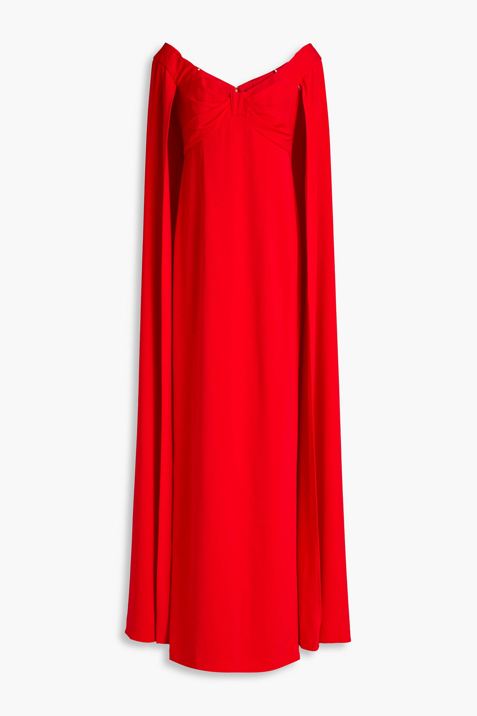 Marchesa Notte Cape-effect Crepe Gown In Red