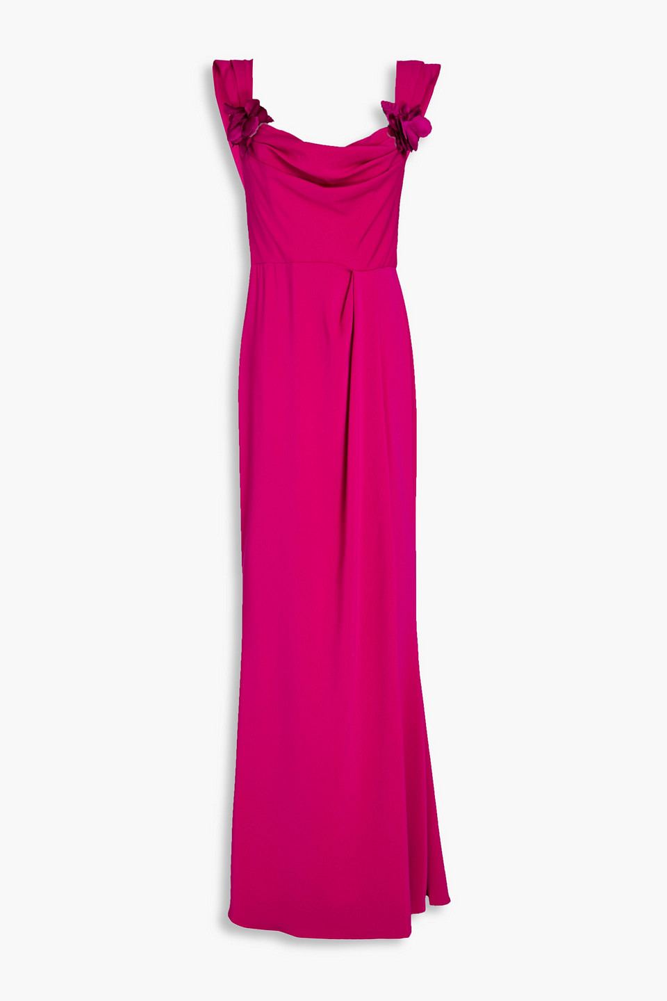 Marchesa Notte Flower-applique Sleeveless Gown In Magenta