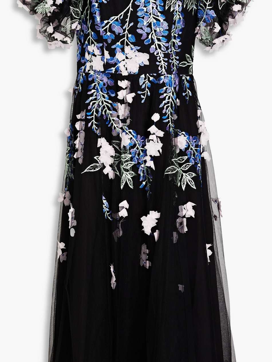 embroidered tulle midi dress