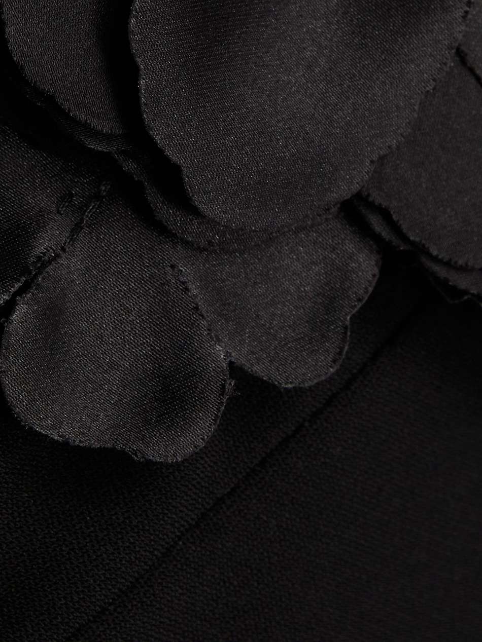 appliquéd draped crepe gown