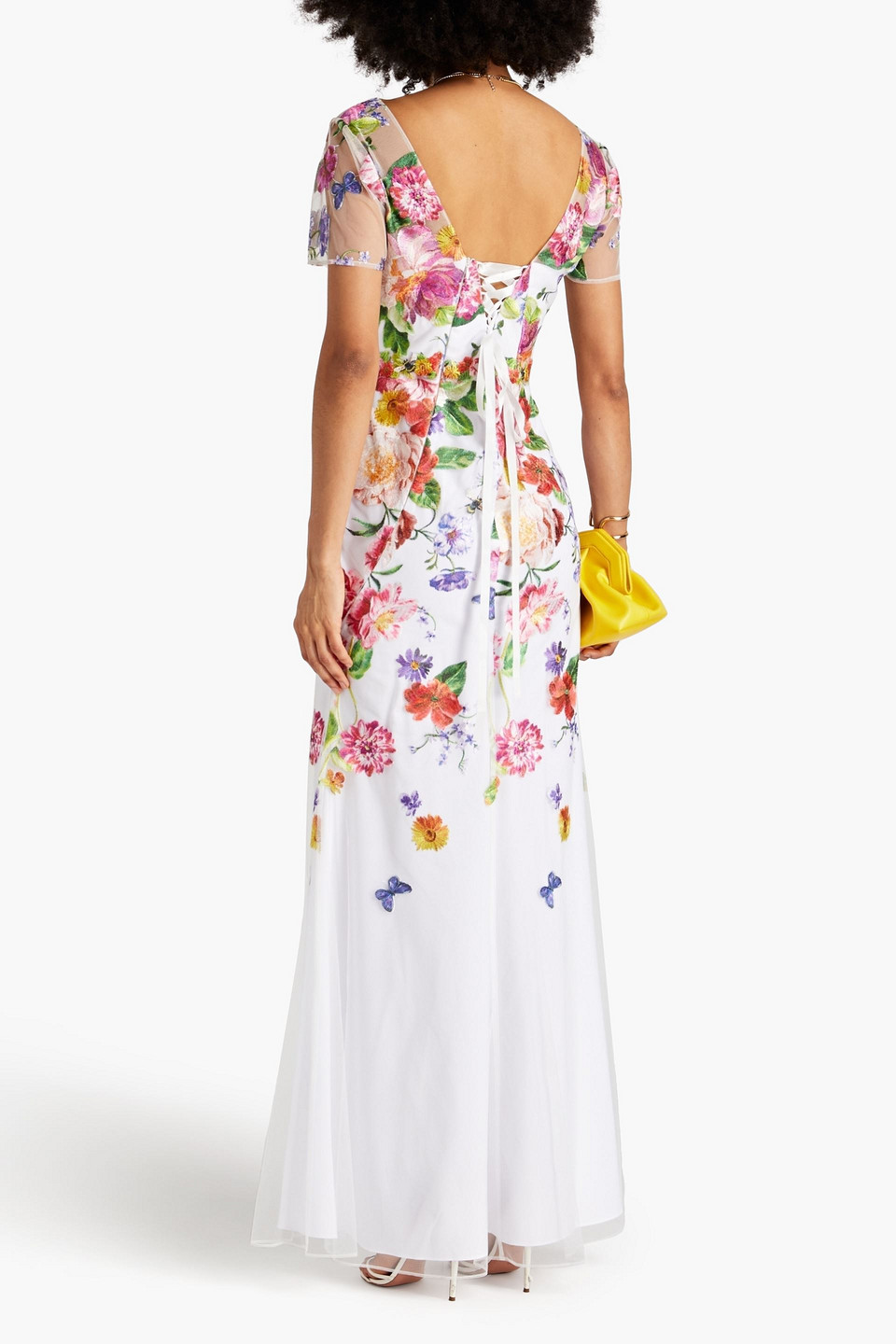 Marchesa Notte Embroidered Tulle Gown In Ivory
