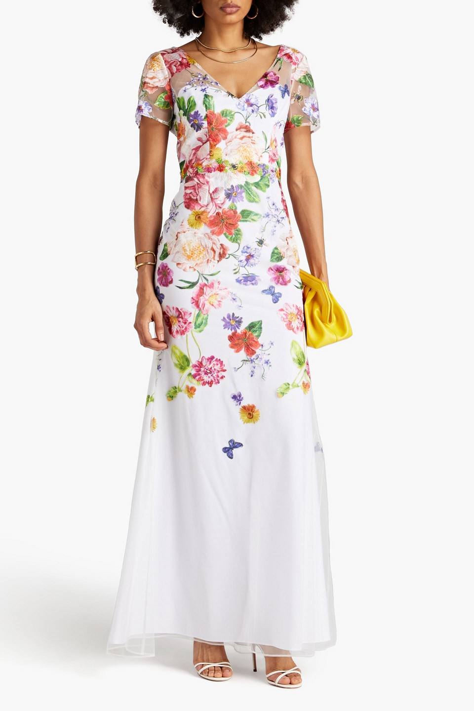 Marchesa Notte Embroidered Tulle Gown In Ivory