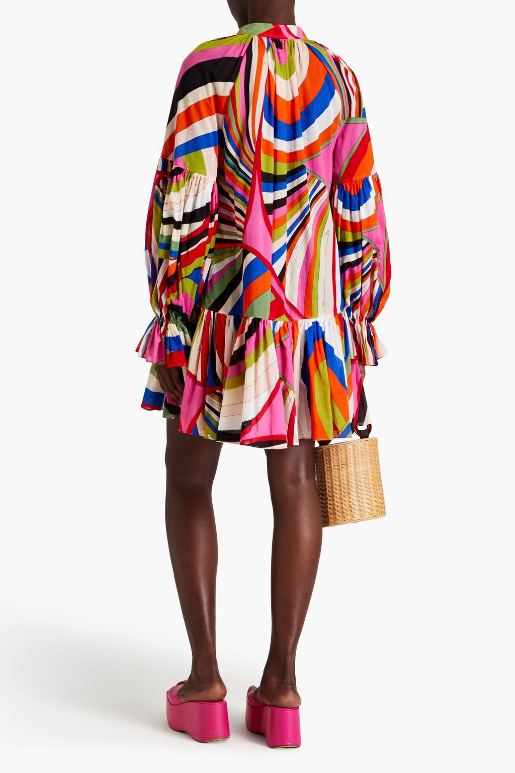 PUCCI فستان قصير من القطن مزين بطبعات