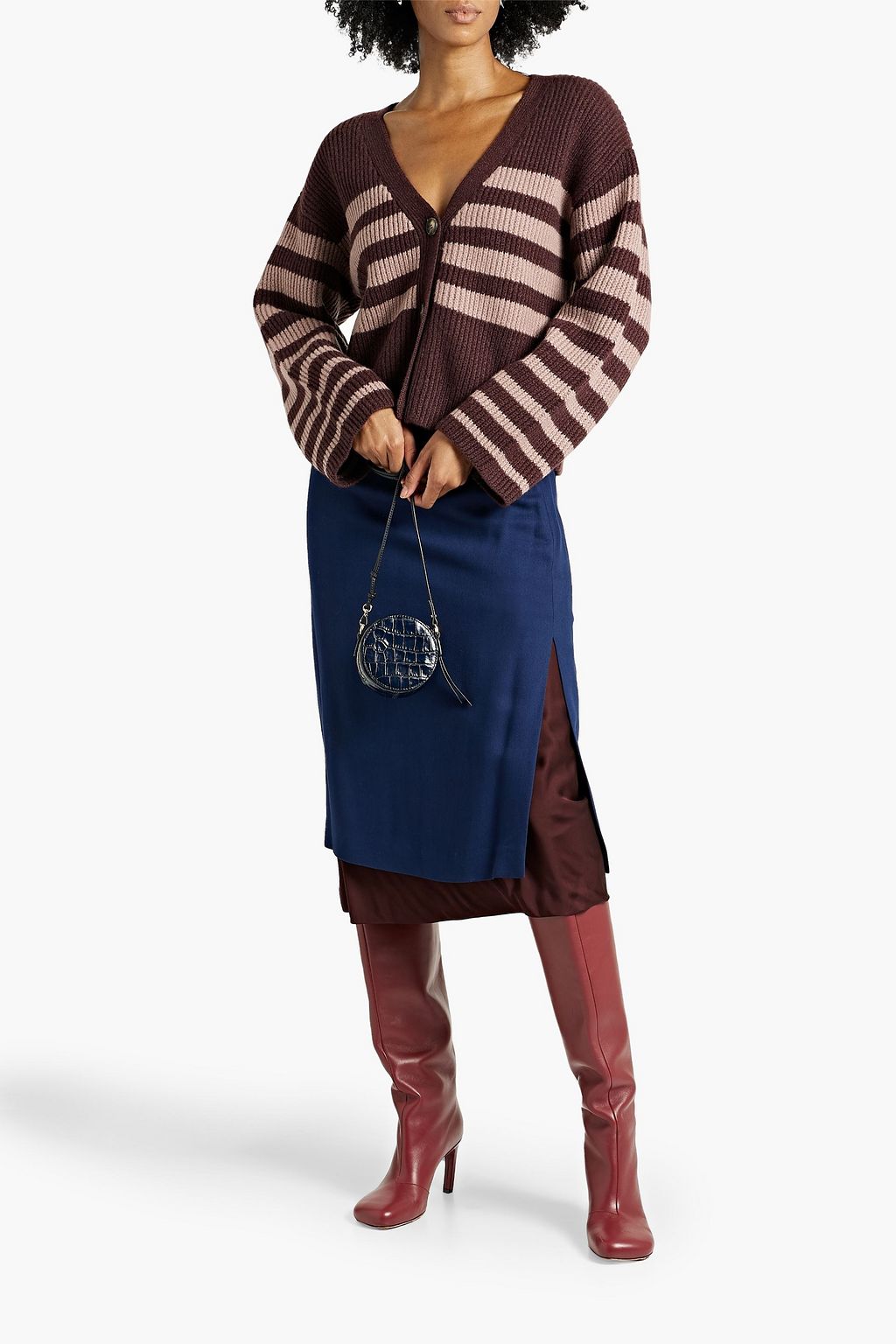 NAADAM Striped ribbed cashmere cardigan