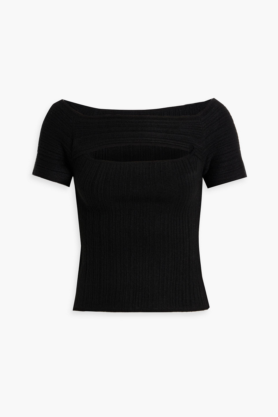 Naadam - Cutout ribbed cashmere top - Black - L