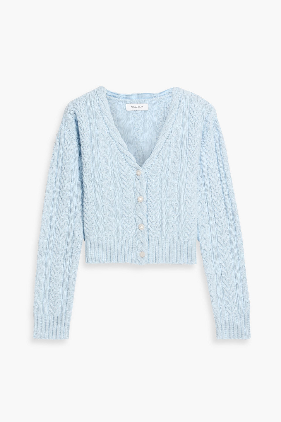 naadam - cable-knit wool and cashmere-blend cardigan - blue - s
