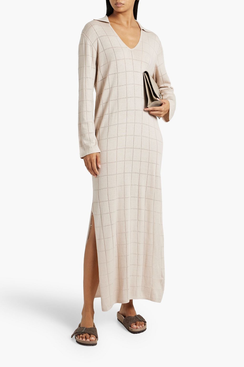 NAADAM Pointelle-knit cotton and silk-blend maxi dress