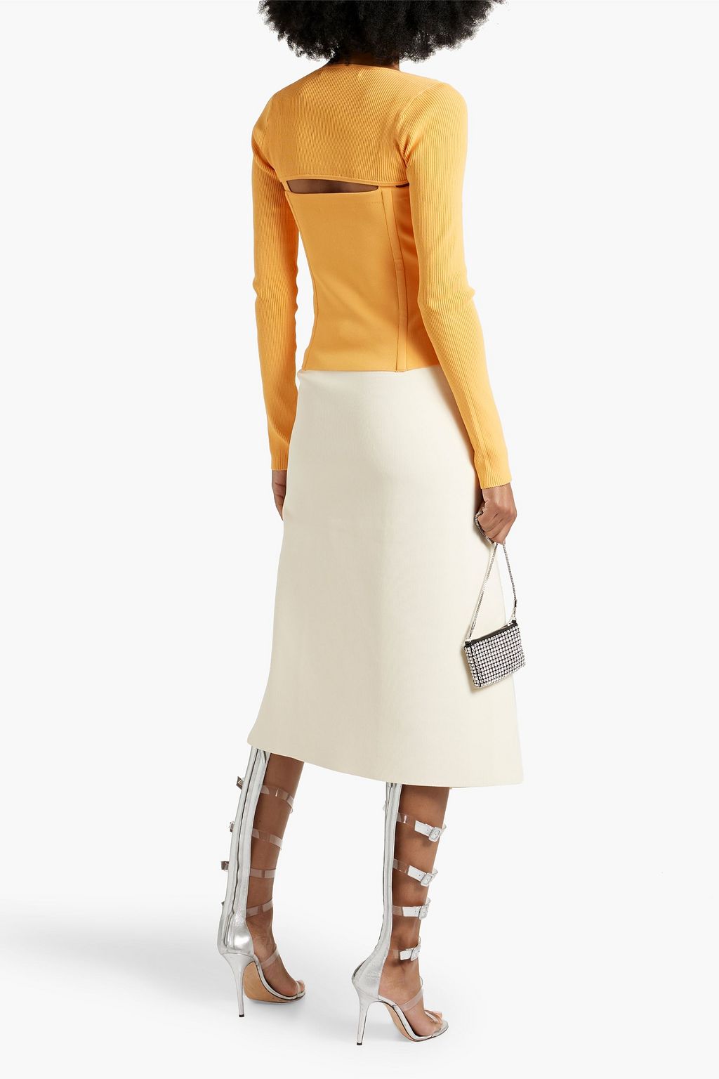 DION LEE بلوزة بطبقات من جيرسي مطاطي بتصميم مضلّع