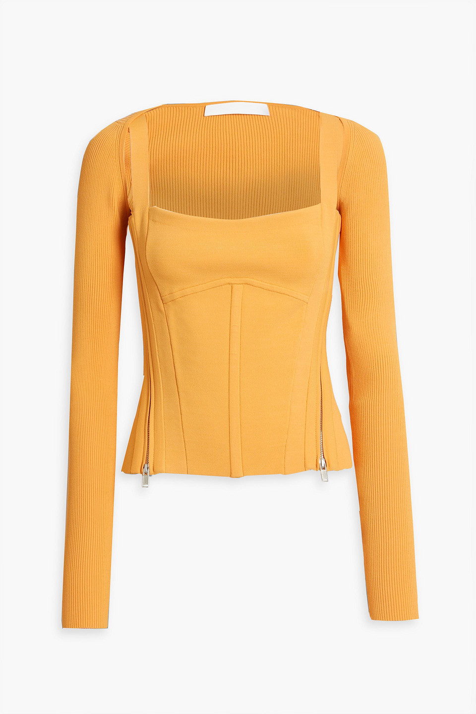 Dion Lee Layered Ribbed Stretch-jersey Top In Saffron